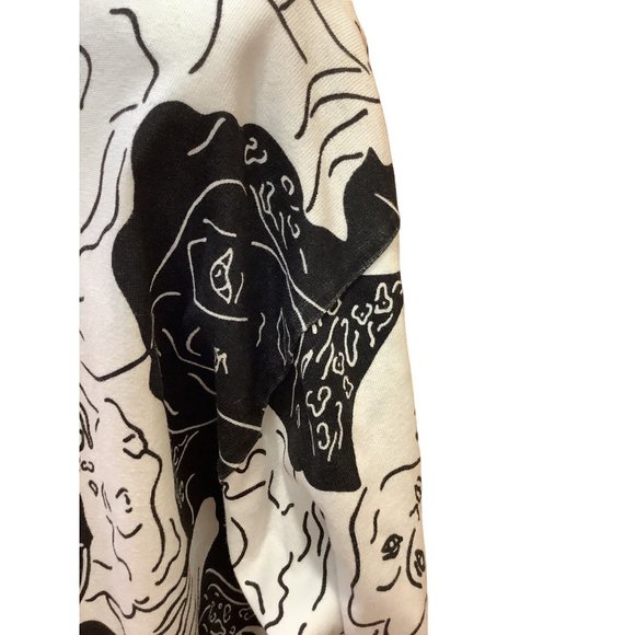 Vintage 1980's-90's Crescendo Black and White Portrait Print Tunic Dress- M/L - Picture 5 of 16